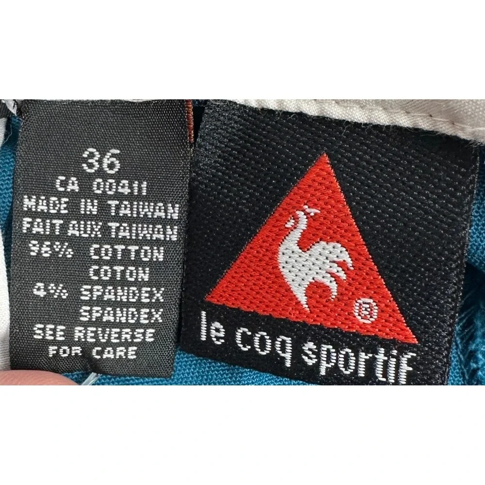 NEW Vintage Le Coq Sportif Shorts Mens 36 Teal Blue Golf Pleated Chino Athletic